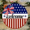 2D Flat Retro Aluminum Wall Stickers In Various Sizes. American Independence Day Themed, American Flag Style Welcome Sign. Ideal for Home Décor and