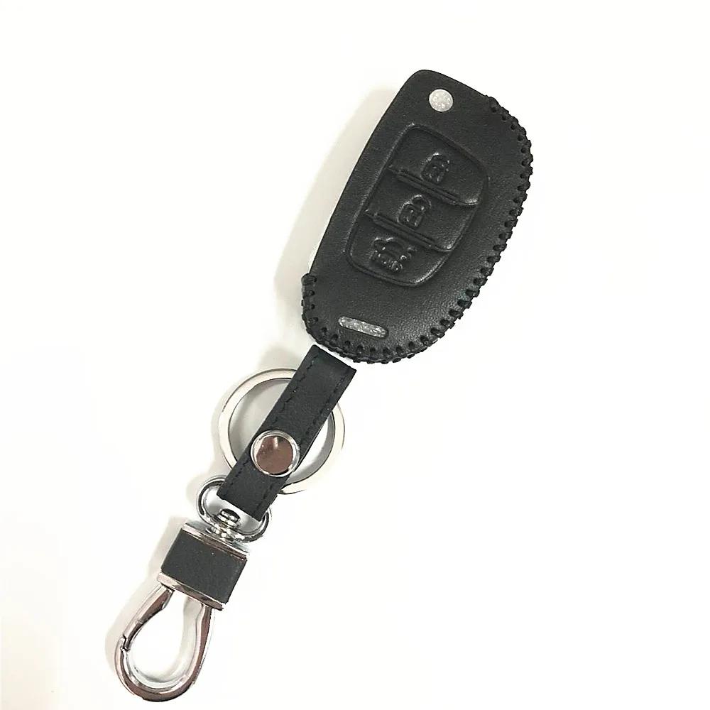 Leather Key Case Key Fob Cover keychain For Hyundai ix35 iX45 ix20 iX25 i10 i20 i30 i40 HB20 Sonata Verna Solaris Elantra Accent