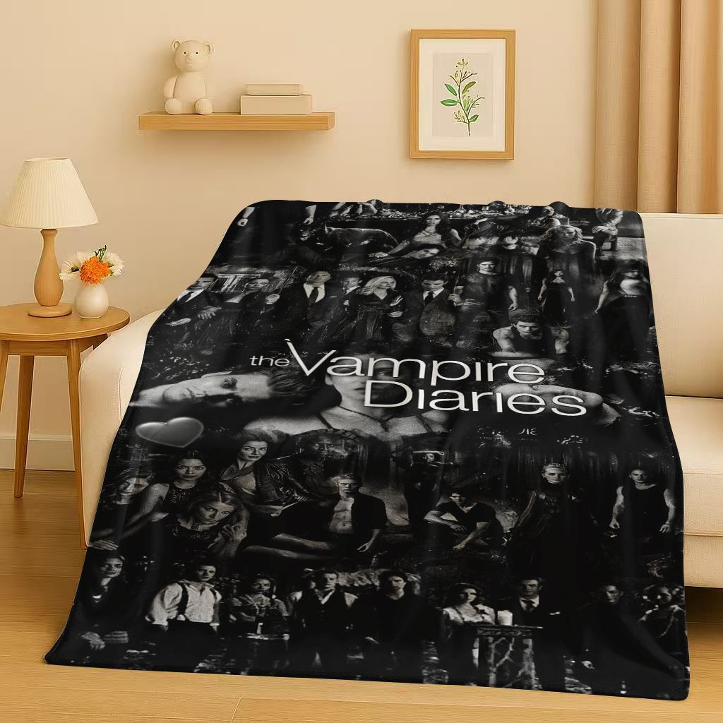 Classic The Vampire Diaries Damon Salvatore TV Flannel Blanket,Ultra Soft Warm Plush Throw for Home Bedroom Bed Sofa Cover Kids