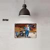 Tin Sign for Garage Wall Decor  Vintage Motorcycle Rider Riding on Racing Bike Metal Sign Retro Industrial Style Tin Plaque M