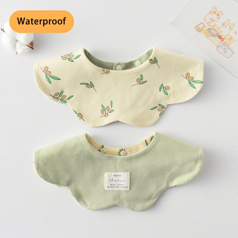 

New Waterproof Two-sided Usable Baby Feeding Drool Bib Infants Wave Petal Saliva Towel Soft Burp Cloth For Toddler Kids Bibs оливковый