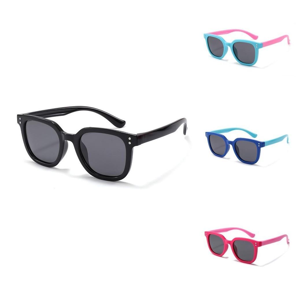 2022 New Children Polarized Silicone Sunglasses Boys Girls Kids Square Uv400 Shades S8351 Blue Frame Pink Legs