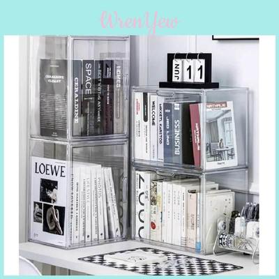 Przezroczyste Plastikowe Pudełko do Przechowywania Książek z Pokrywką na Płyty CD Magazyny Organizer na Biurko