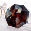 1pc Dragon Themed Design Fully Automatic Folding Portable Umbrella, 8 Iron Frames, Three-Fold Design, Suitable for All Seasons, Suitable for Outdoor U