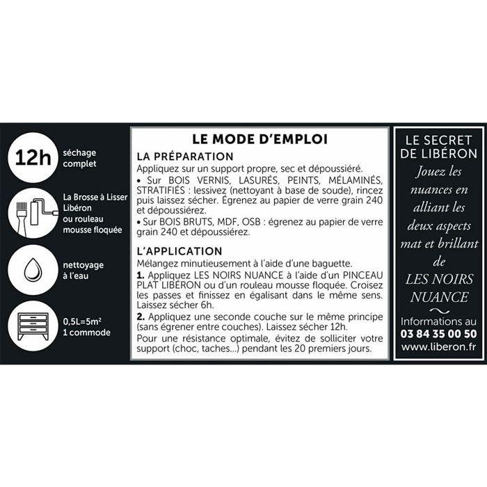 Peinture Décorative - LIBERON - Les Noirs Nuance - Noir Et Bleu - Brillant - 500 ML