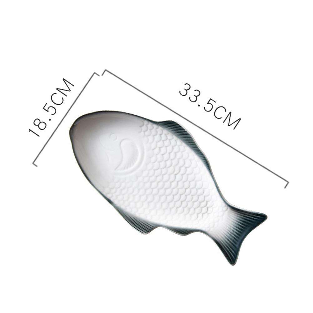 13 Inch Dark Green Creative Ceramic Fish Shaped Dish Snack Storage Party Serving Tray for Home Restaurant Wedding Decorative