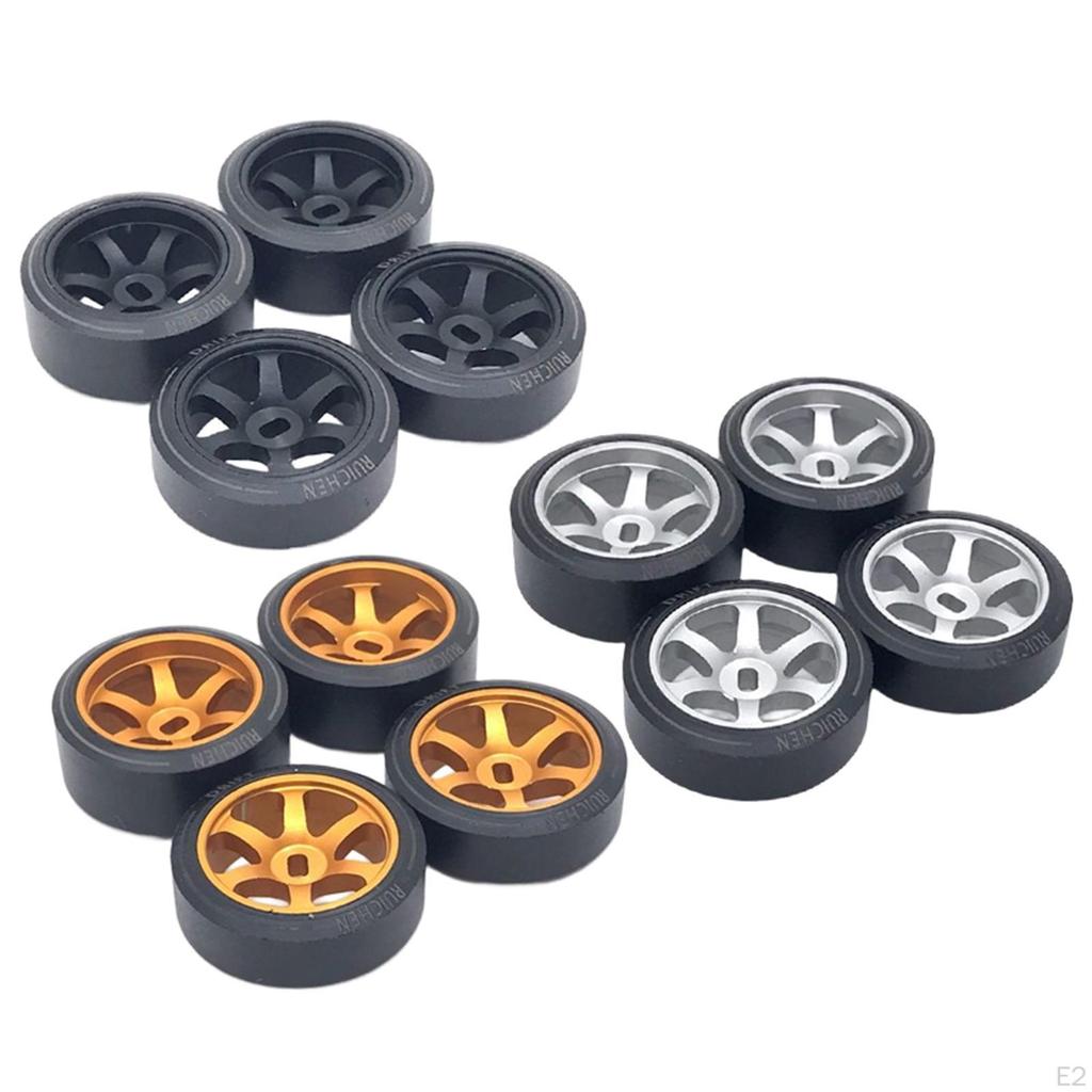4 Pieces 1:28 Wheel Rim And Tires Rubber Tyre Set 929 P939