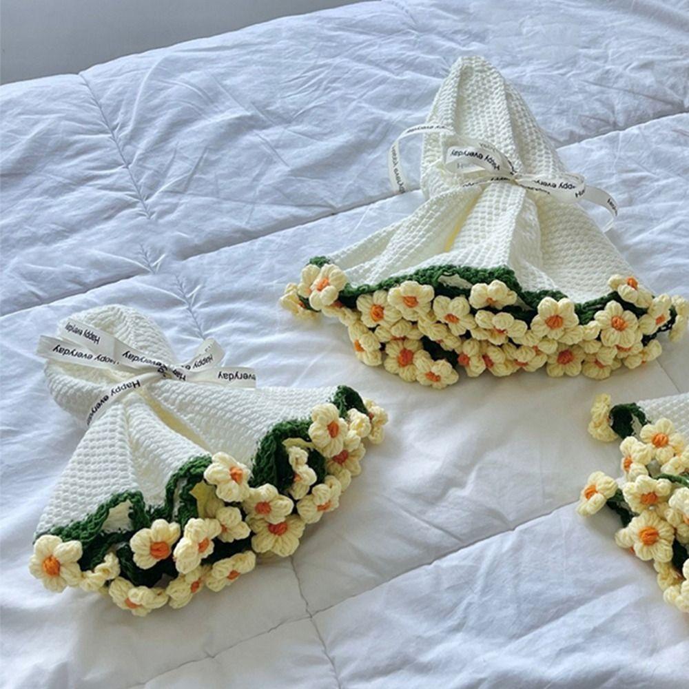 Crochet Flower Bouquet Blanket Artificial Knitted Blanket  For Girlfriend and Mom Gift