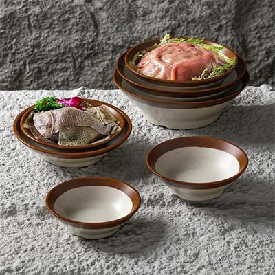 Tigela de Melamina para Ramen Imitação Cerâmica Louça Estilo Japonês Conjunto de Tigelas de Sopa para Hotel Recipiente Grande para Arroz Fruta Uso de Cozinha