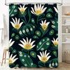 Modern Floral Bath Shower Curtain Green White Yellow Flower Design Waterproof Decorative Fabric Washable Home Bathroom Accessori