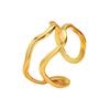 Stainless Steel Geometric Open Ring with Irregular Thick Line