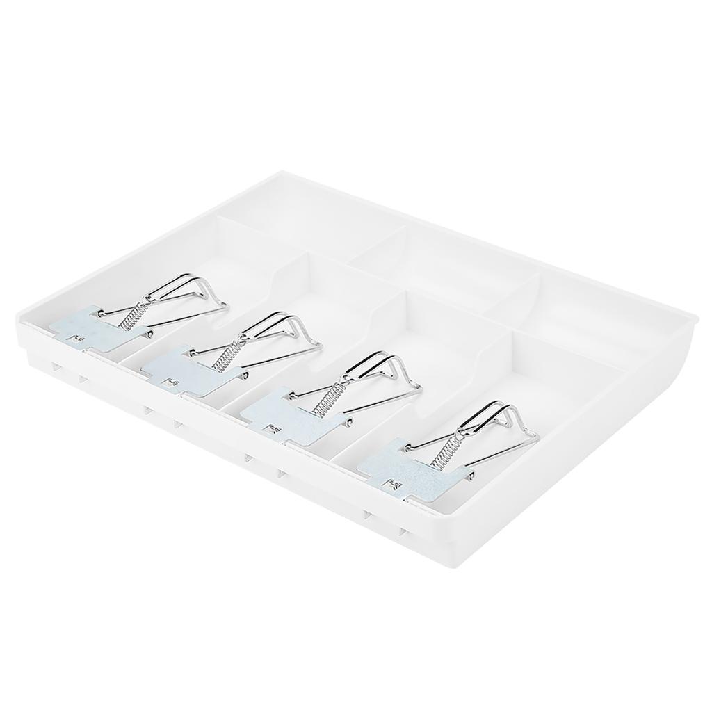 Cash Drawer Register Insert Tray Replacement Cashier Four Box with Metal Clip(black)