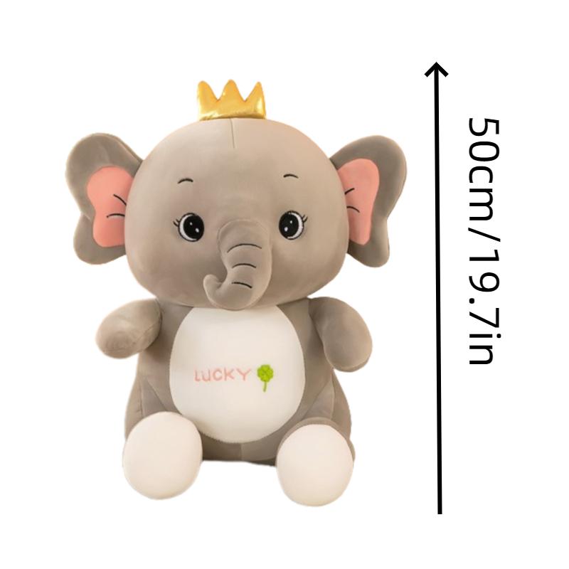 Crown Plush Elephant Toy Grey Pink Creative Design Room Decoration Birthday Gift