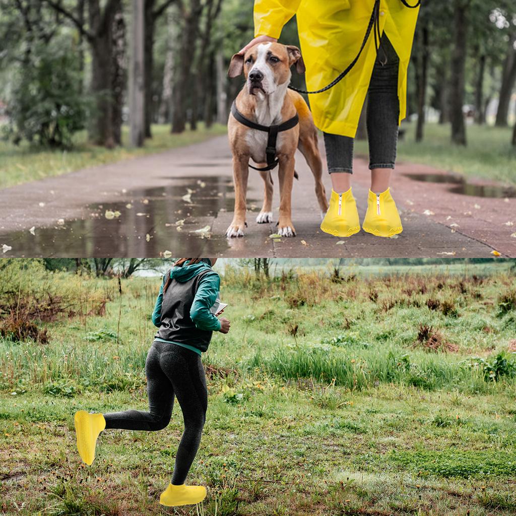 Silicone WaterProof Shoe Covers Zipper Shoe Protector  Reusable Non-Slip Rain Boot Overshoes Walking Shoes  for Men Women