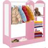 GINGER HOME – Portant enfant avec miroir, penderie ouverte avec étagères et tringle, rose, 94×38×100 cm