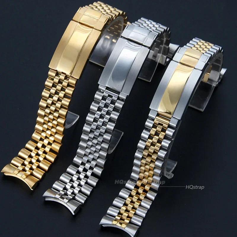 20mm Curved End Bracelet for Rolex Solid Stainless Steel Watchband for Jubilee Men Women Wristband High Quality Belt Accessories