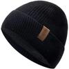 Unisex Letter Label Chic Winter Warm Hat Stylish Fleece Cozy Beanie Hat For Men Women Outdoor Thicken Ski Sports Knitted Hat