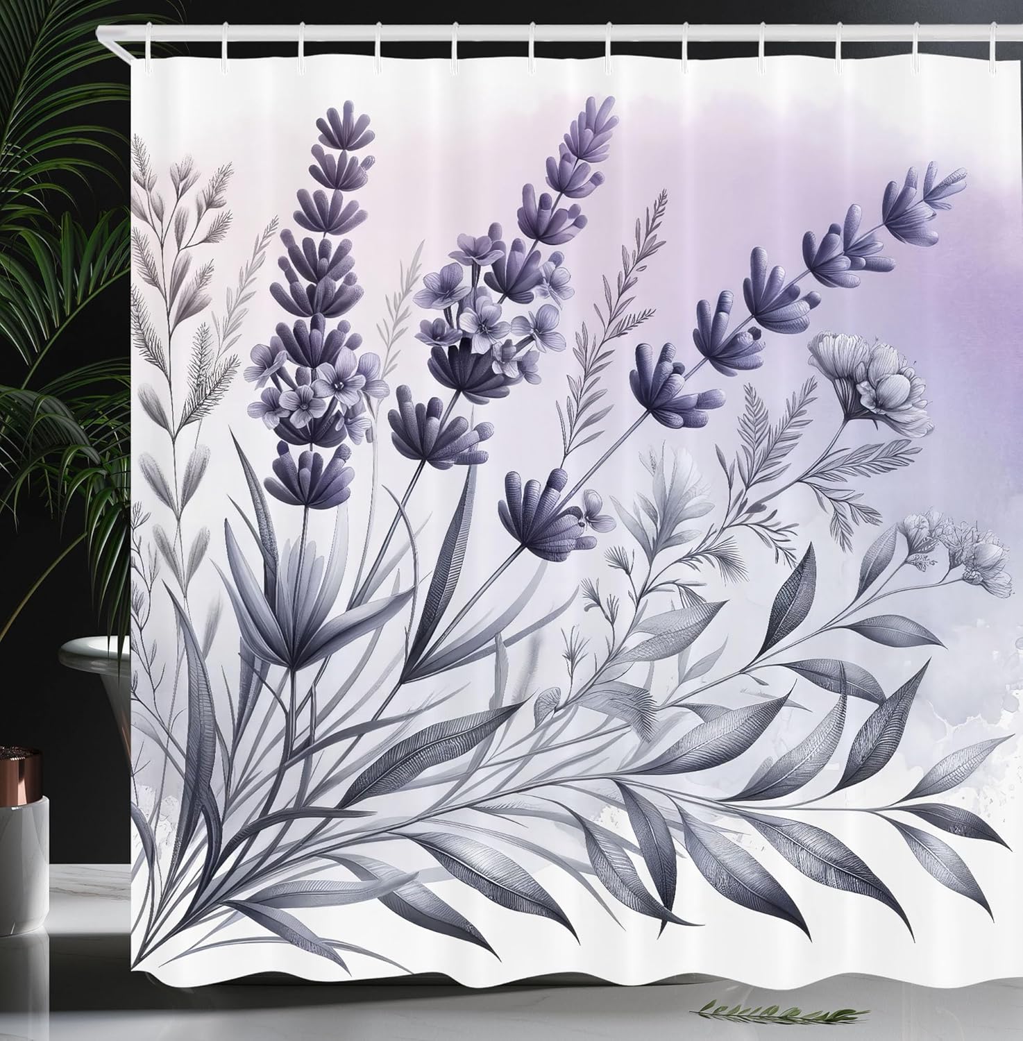 

Floral Shower Curtain, Japanese Sakura Flowers Blossoms Eastern Spring Nature Theme Illustration, Cloth Fabric Bathroom Decor W60H190(CM)-1 Pcs