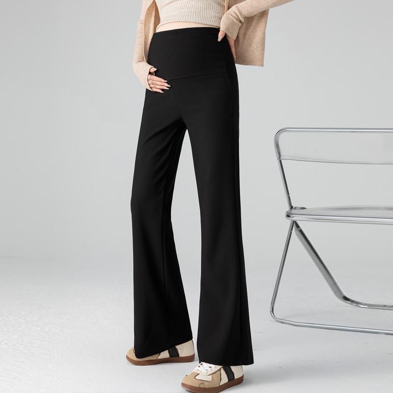 Spring 2026 Black Slim Fit Maternity Pants: High Waist, Tummy Support, Cropped, Straight Leg, Petite Micro Flare XL