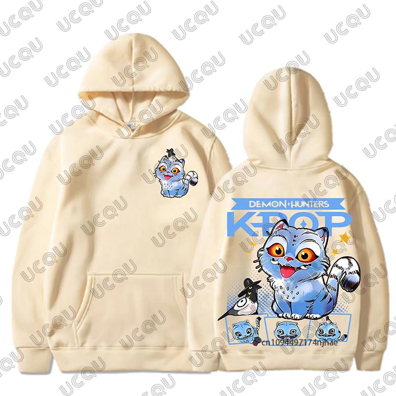 KPop Demon Hunters Huntrix Tiger Cat Print Hoodie For Women Men Autumn Winter Harajuku Pullover Sweatshirt Casual Oversized Tops