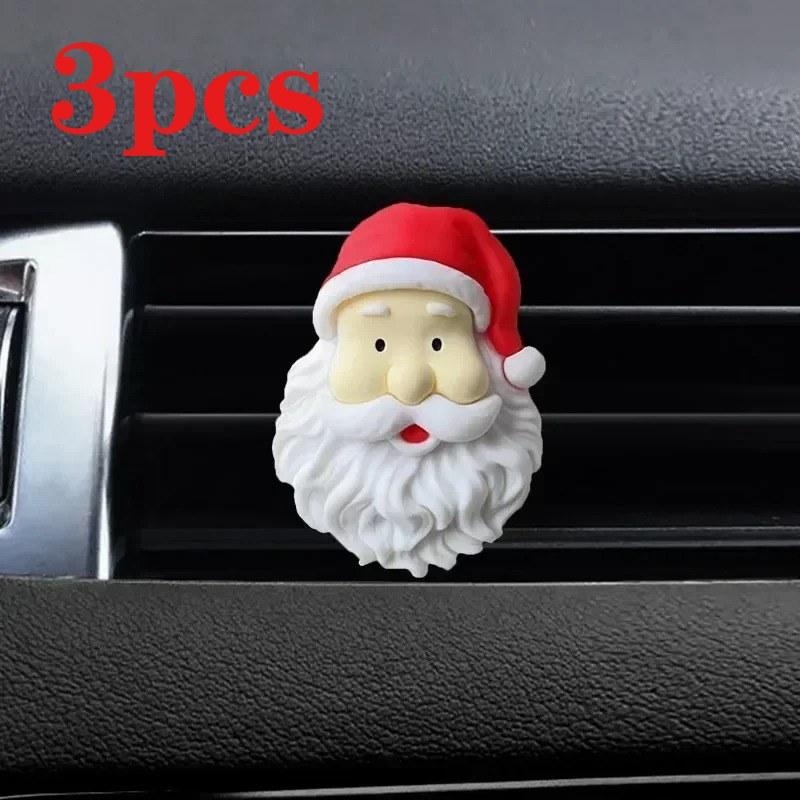 Christmas Santa Claus & Elk Car Air Vent Clip, 3D Resin Aromatherapy Fragrance Ornament, Auto Interior Decoration Accessories