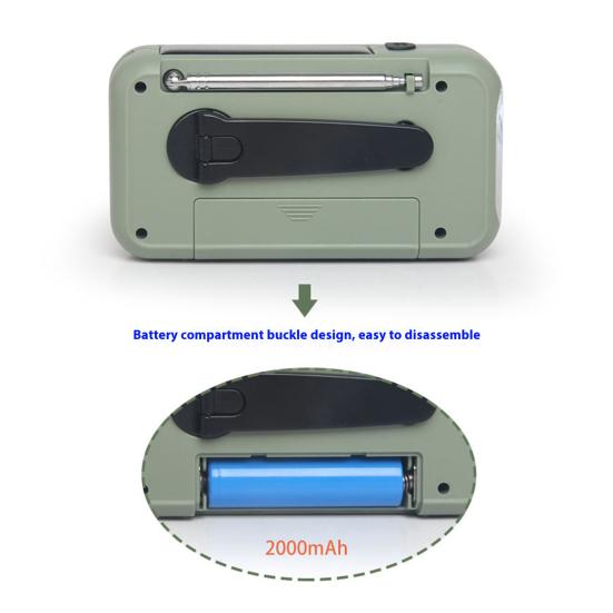 רדיו חירום עם פנס רב-תכליתי קומפקטי נייד אזעקת SOS פס AM/FM רדיו נטען באמצעות ידית סיבובית