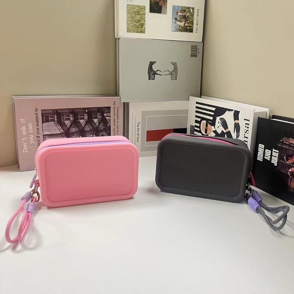 Reißverschluss Geldbörse Einfarbig Kosmetiktasche Fashion Square Brieftasche Kopfhörer