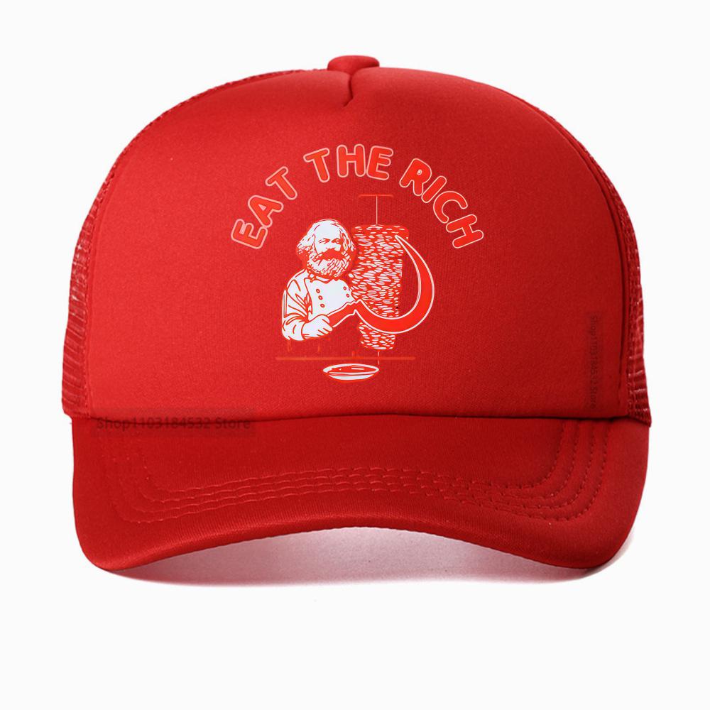 Eat The Rich Doner Kebab Letter Print Baseball Cap Basic Unisex Summer Breathable Mesh Trucker Hat Adjustable Snapback Adjustable