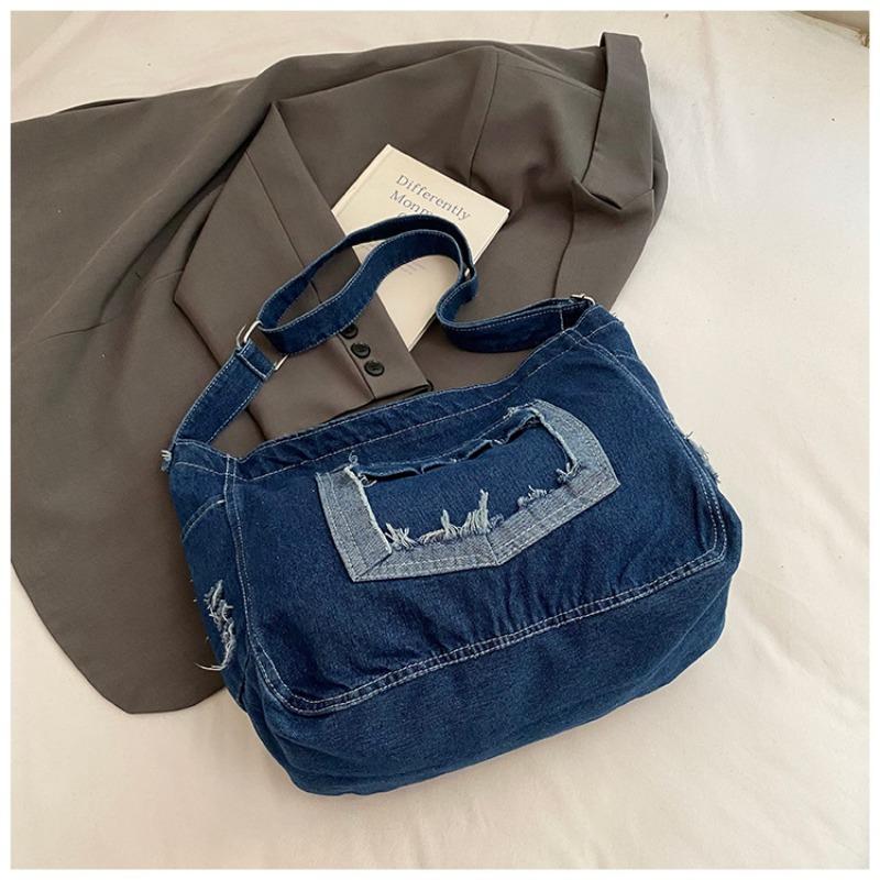 

Летняя джинсовая сумка высокой стоимости, новая модная повседневная литературная в стиле лени, популярная на плечо, сумка-мессенджер, женская сумка темно-синий
