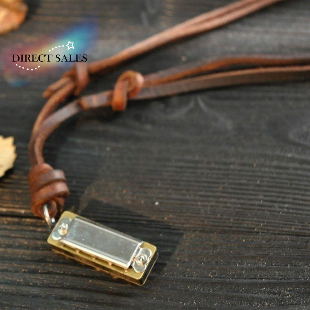 Jewelry Mini Personalized Pendant Necklace Leather Harmonica