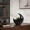 Stern Relief Blumentopf Halbmond Pflanzgefäß, Künstlerischer Pflanzenhalter, Elegante Klassische Farbe für Innen Außen Heimdekoration, Geschenk für Verliebte Rebenstruktur