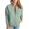 Fashionable Casual Jacket Women Solid Color Zipper Top Outerwear
