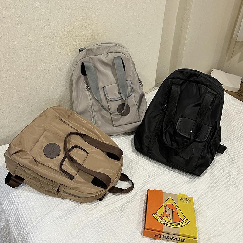 Solid Color Nyl 2026 New Product Student Backpacks Zipper Popular Casual Shoulder Bag  Soft Versatile Commuting Handbag