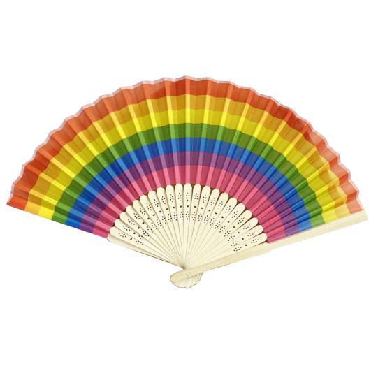 Rainbow Folding Fan Bamboo Ribs Hand Held Fan Portable Summer Fan Decoration Dance Performance Props Party Accessories
