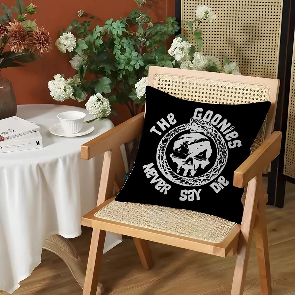 Movie GGoonies Cushion Cover Silky Short Plush Invisible Zipper Dustproof Sofa Pillow Case for Home Decor