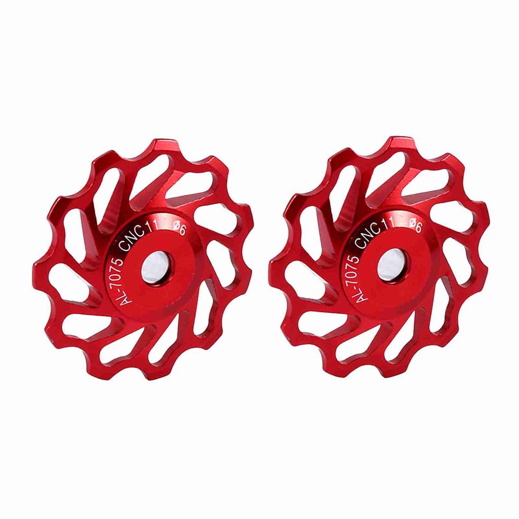 2 X CNC Alloy Wheel Rear Derailleur Pulley For Road Bike(red 11T)