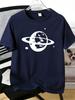 Unisexs Tee Simple Saturn Planet Space Pattern Print Cotton Short Sleeve Male Casual Streetwear Outdoor Daily Basic Fashion Top