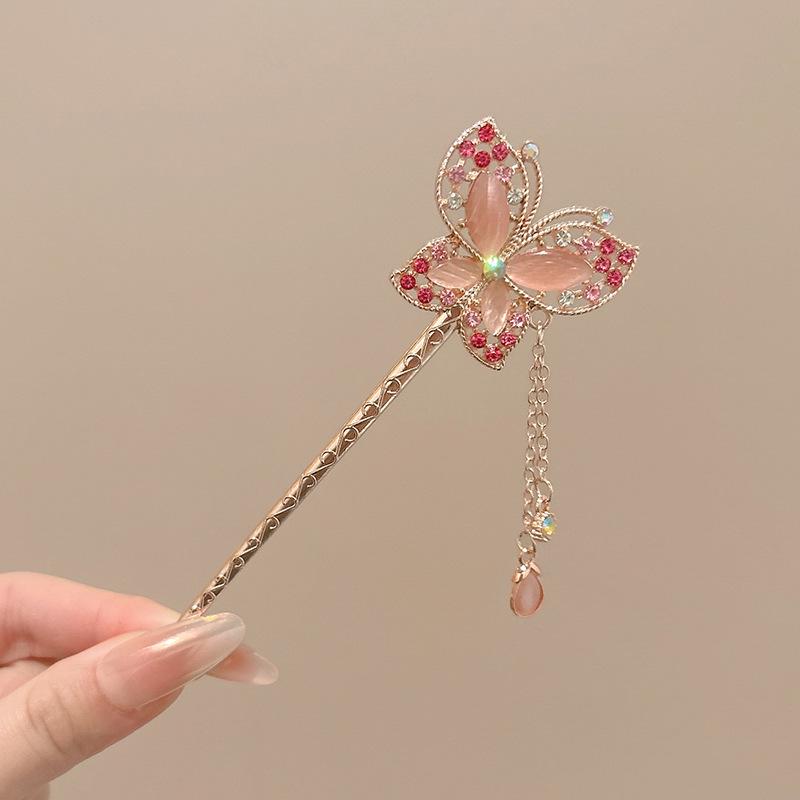 Ancient Chinese-Style Hanfu Hair Accessories: Elegant Updo Hairpins with Tassels for Women