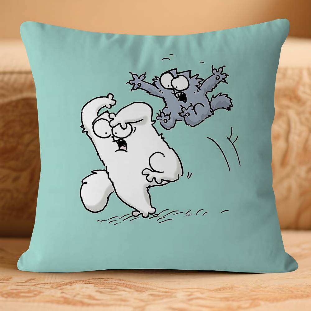 Cartoon-SIMONS CATS Pillow Case Removable Washable Cushion Cover – All-Season Soft Linen