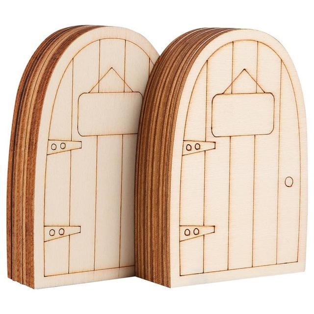 10pcs Fairy Door Miniature Wooden Garden Doors Windows Unfinished Window Mini House DIY Craft for Wall Home Party Decoration