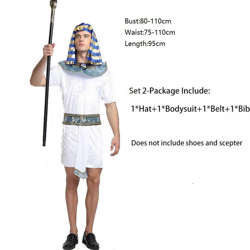 Deluxe Pharaoh Men Egyptian King Costume Desert Prince Queen Fancy Dress Cosplay