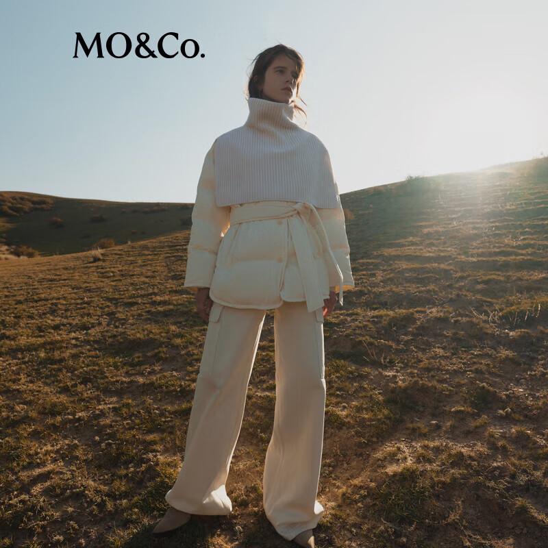 MO&Co. New Chinese Style Wool Shawl Down Jacket with Belt