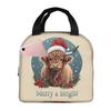 Hochlandkuh mit lustig herausgestreckter Zunge Isolierte Lunchtasche für Damen Kinder Auslaufsichere Lebensmittelboxen Thermos-Lunchbox Tragetasche