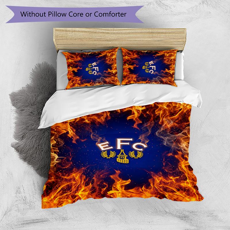 Set Lenzuola Everton Football Stampato 3 Pezzi, Comodo Set Copripiumino per Camera da Letto Amico della Pelle