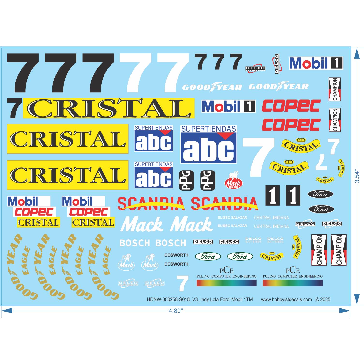 V3Indy Lola Ford  Mobil 1TM  - 1/18 - Water Decal