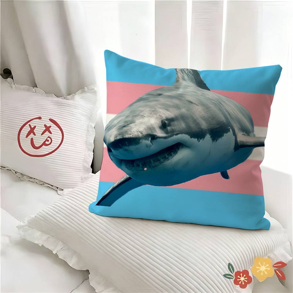 Pc Trans Blahaj Shark Pillow Case Fashion Square Pillowcase Bedroom Sofa Room Ins Decoration Leisure