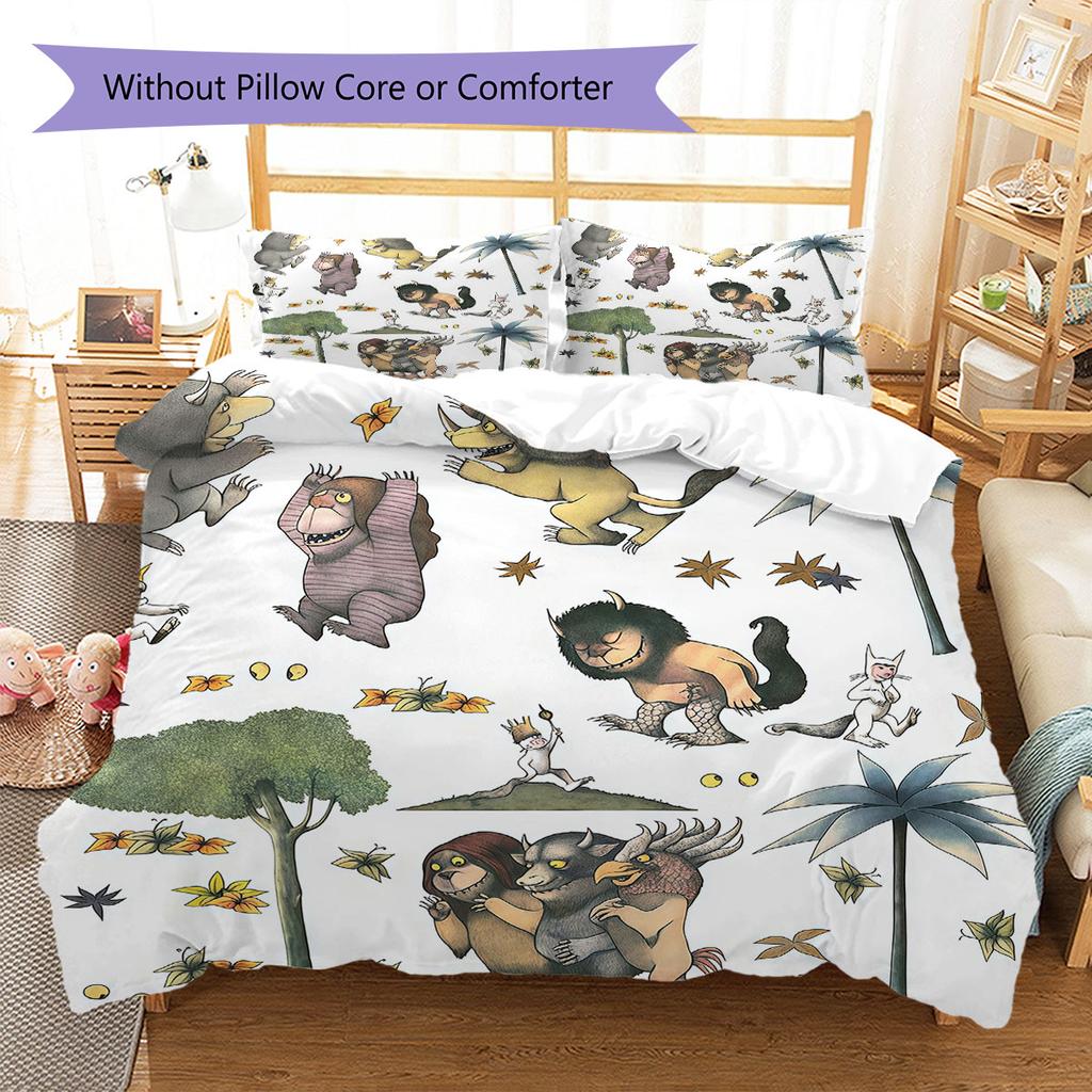 Where the Wild Things Are Pattern Bedding,Quilt Set Quilt Cover Pillowcase Home Birthday Gift(1 * Duvet Cover + 2 * Pillowcase, Without Core)