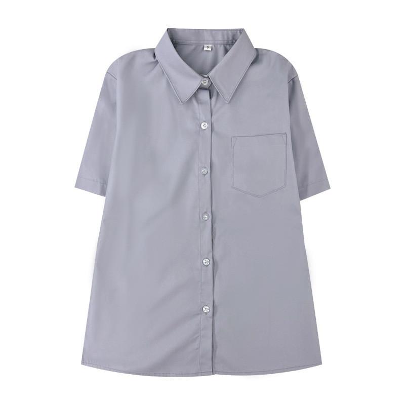 Kurzarmhemd im College-Stil mit Flicken für Damen, Klassenzimmer-Uniformen