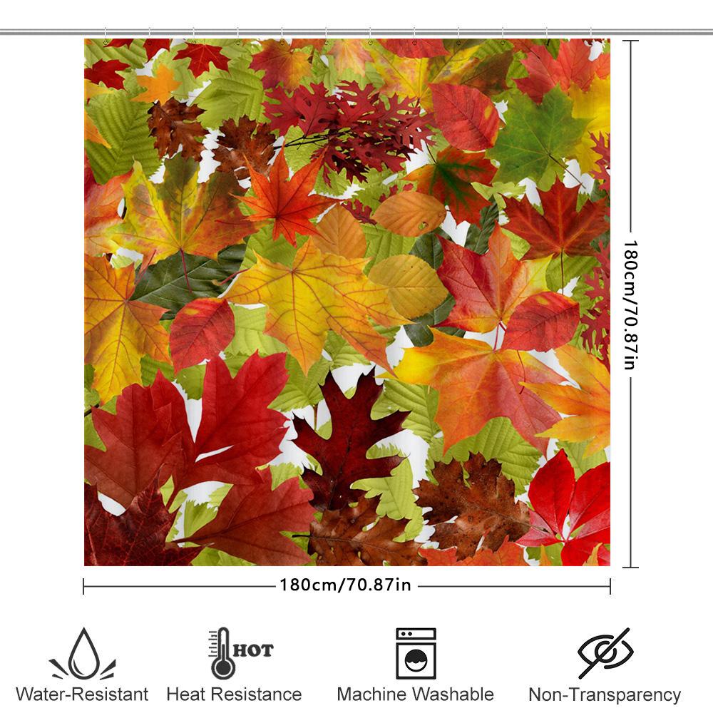 Autumn Leaves Shower Curtain Bath Decor For Fall Home Decoration