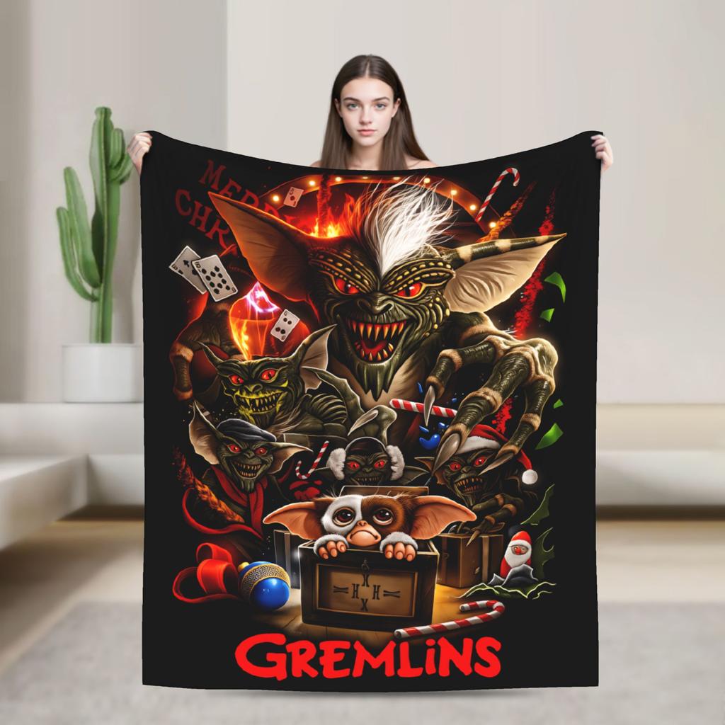 Christmas Horror Movie   Warm Blankets G-Gremlins Gizmo Camping Plush Bedding Throws Home Decor Flannel Bedspread Sofa Bed Cover